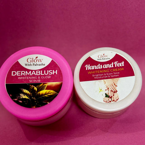 Best Deal – Hands & Feet Whitening Cream + Dermablush Whitening & Glow Scrub | Glow With Palvasha
